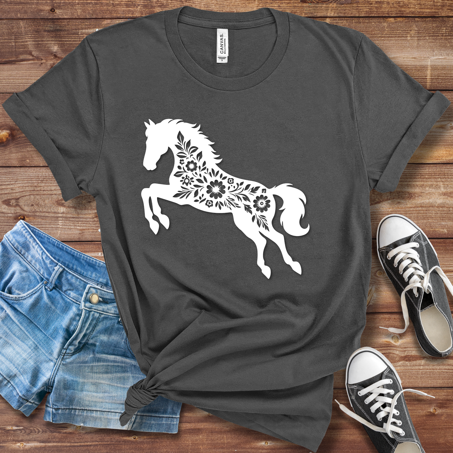 Floral Horse Graphic TShirt