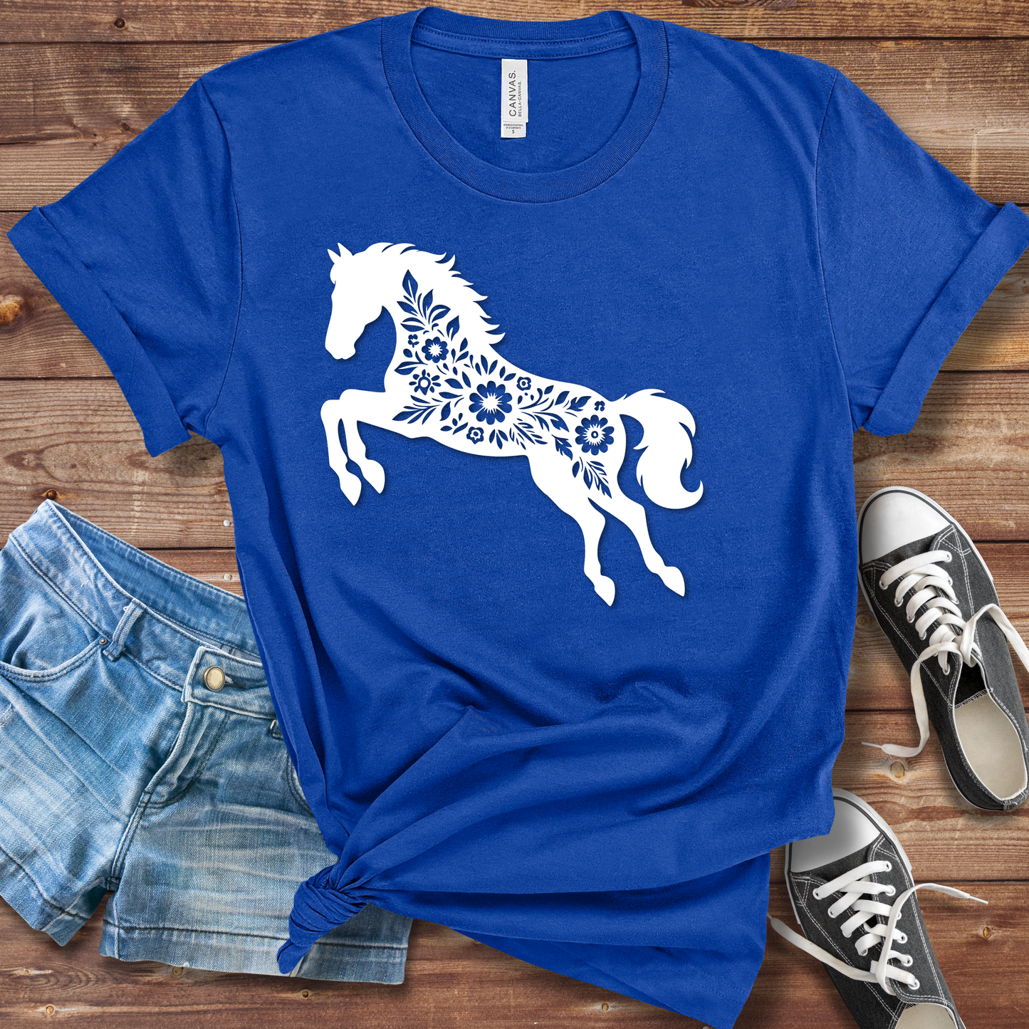 Floral Horse Graphic TShirt