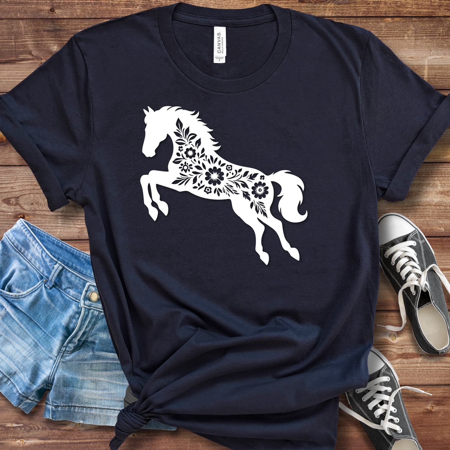 Floral Horse Graphic TShirt