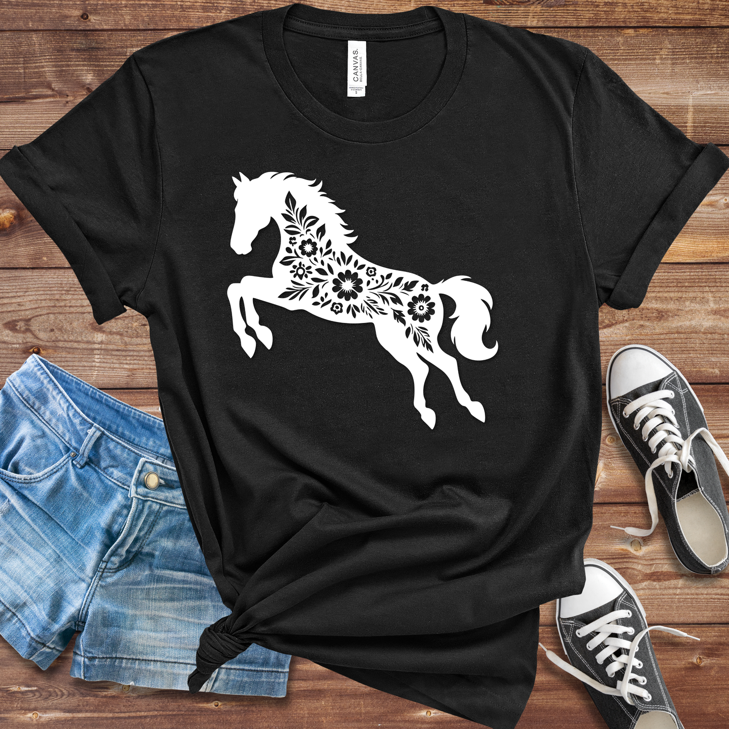 Floral Horse Graphic TShirt