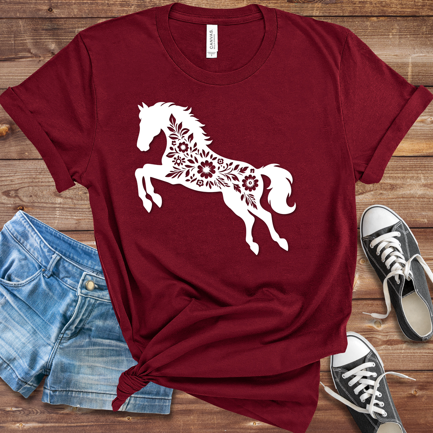 Floral Horse Graphic TShirt