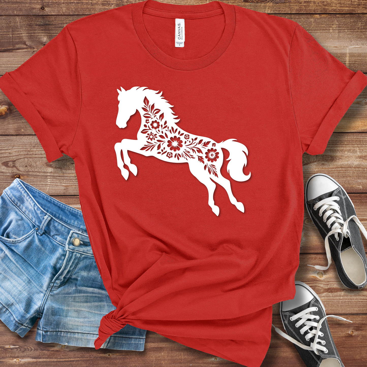 Floral Horse Graphic TShirt