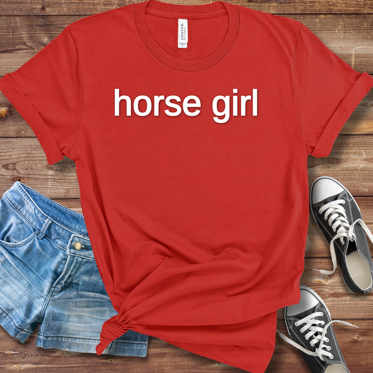 Red Horse girl graphic tee equestrian shirt from Saddle Up Boutique