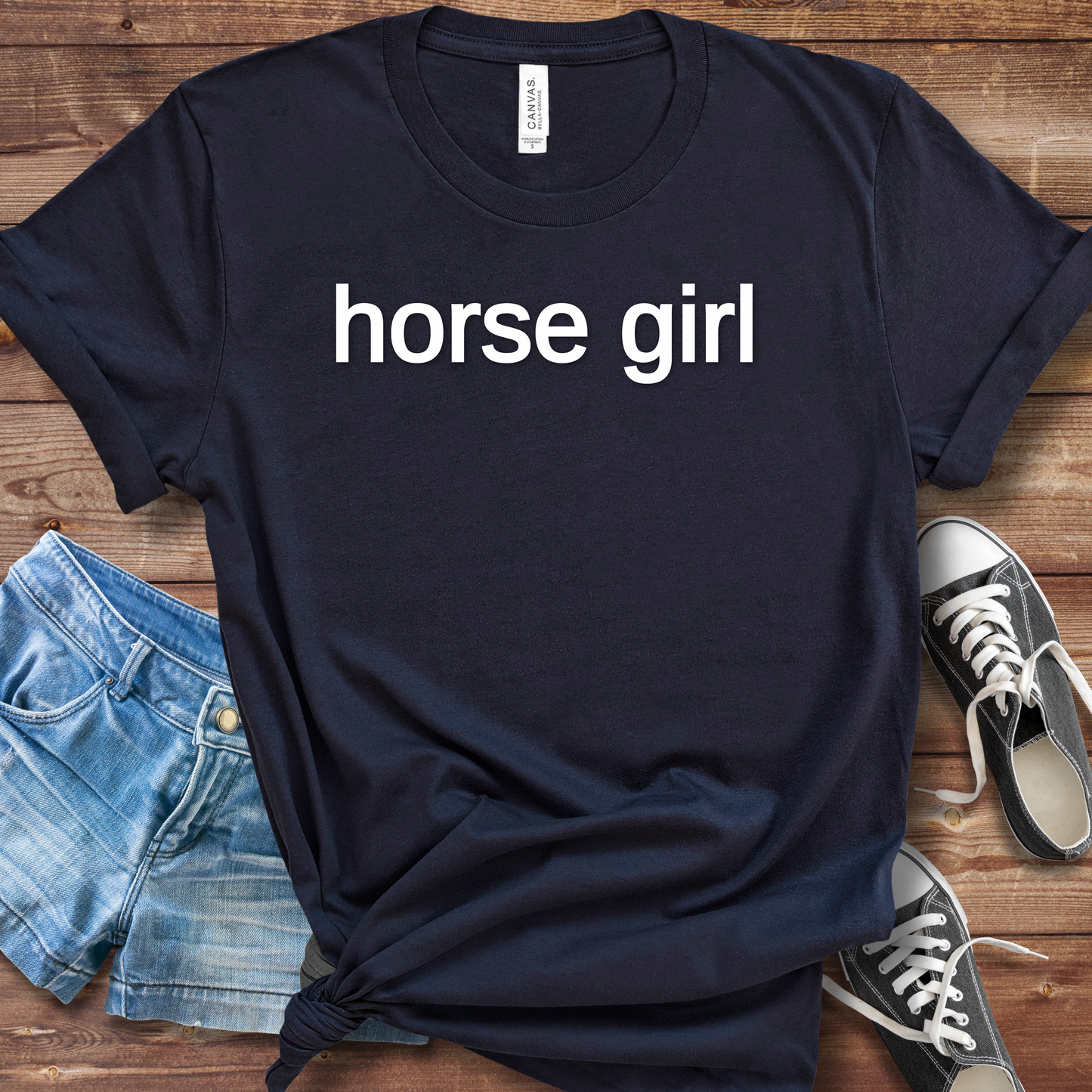 Navy Horse girl graphic tee equestrian shirt from Saddle Up Boutique